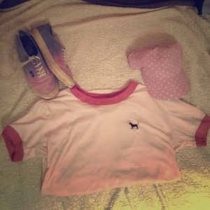 PINK rose ringer tee